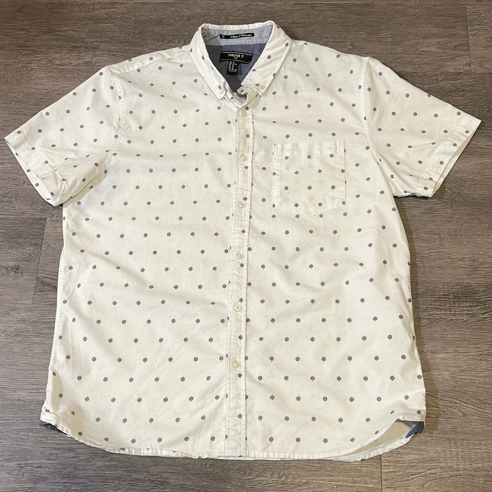 FOREVER 21 Men Short Sleeve Button Down Shirt, Size XL